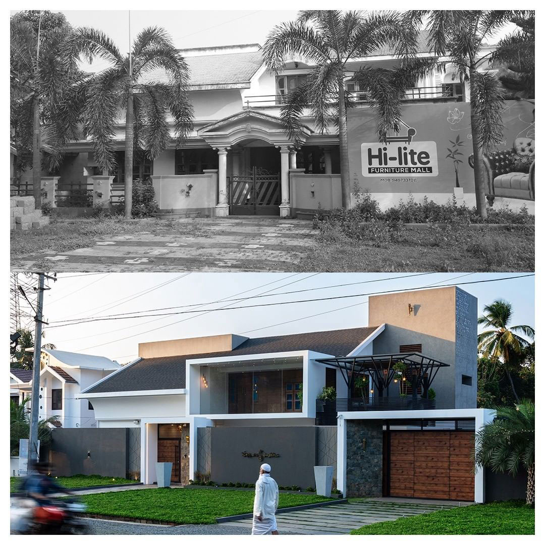 Exterior - before and after renovation.