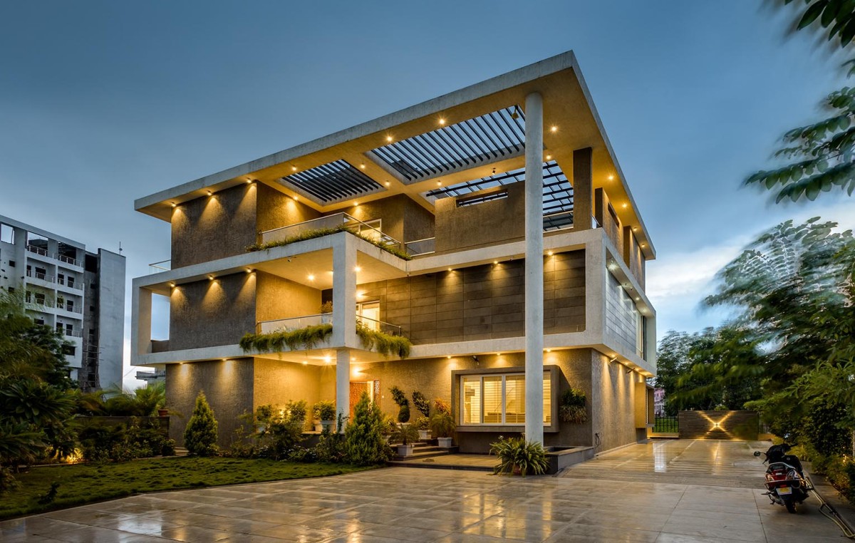 Exterior View Of Hambarde Residence by 4th Axis Design Studio