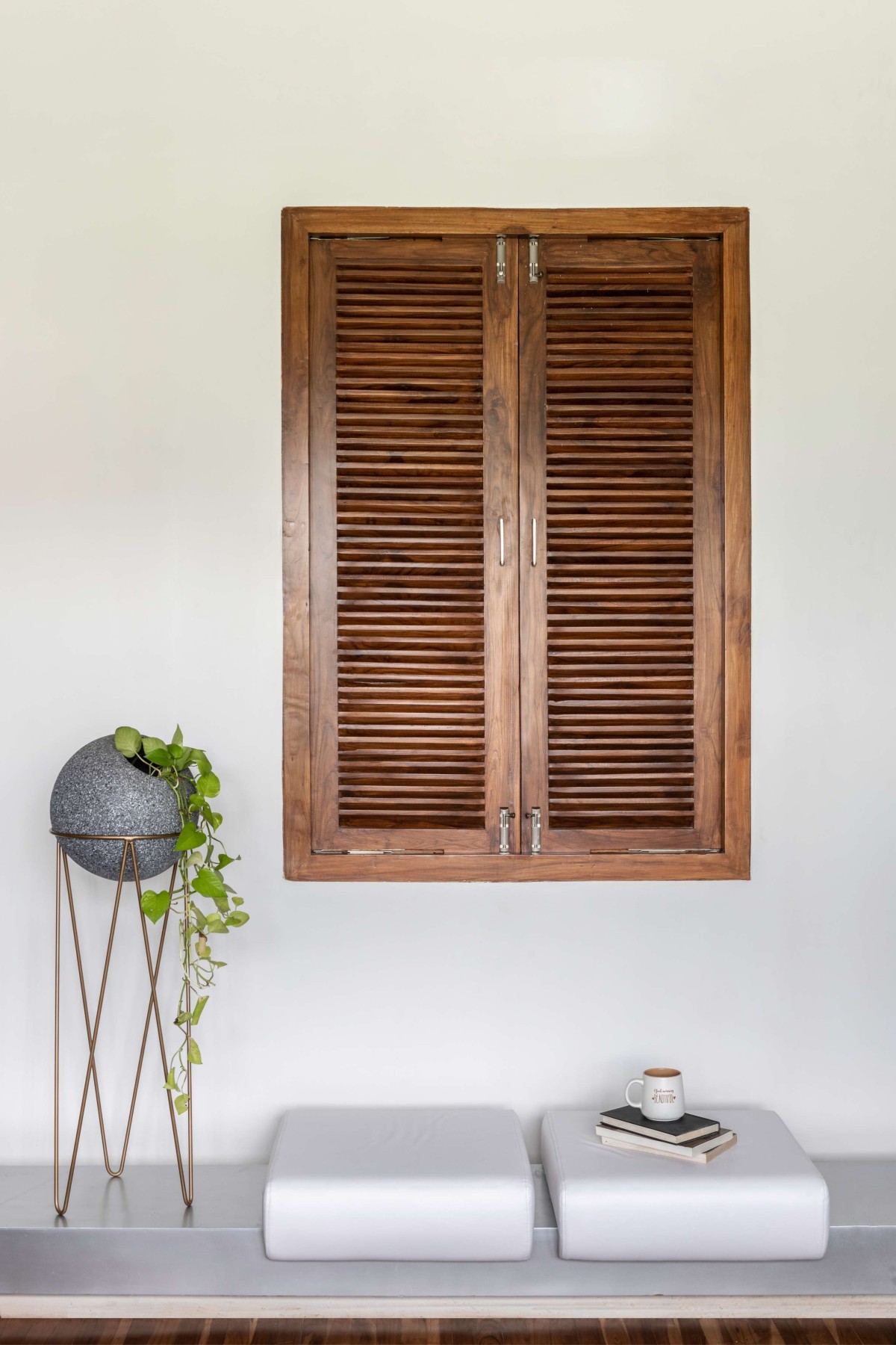 Detailed shot-TIMBER LOUVERED WINDOW