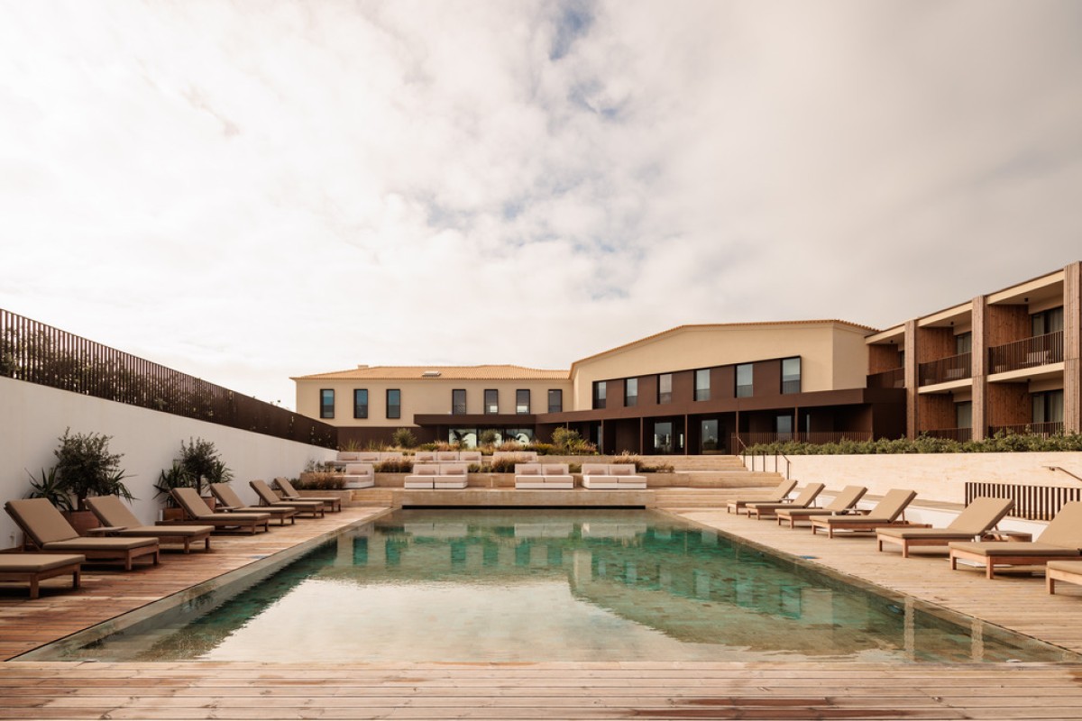 Pool view of Aethos Ericeira Hotel by Pedra Silva Arquitectos