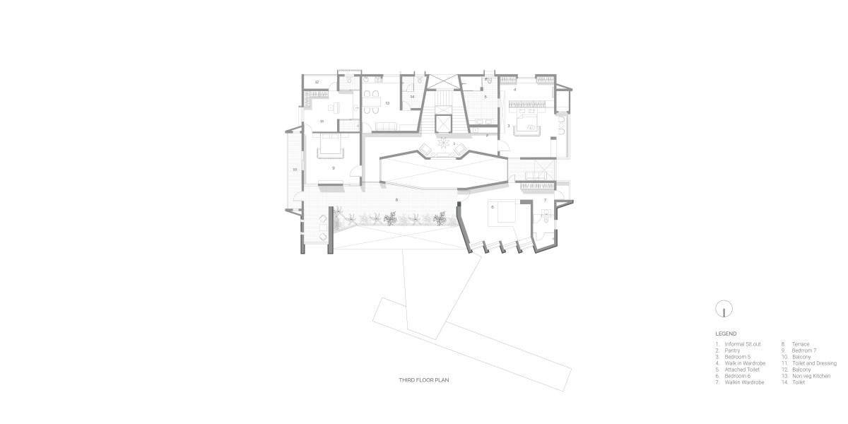 Second floor plan of Bhise Residence by Sankalp Designers