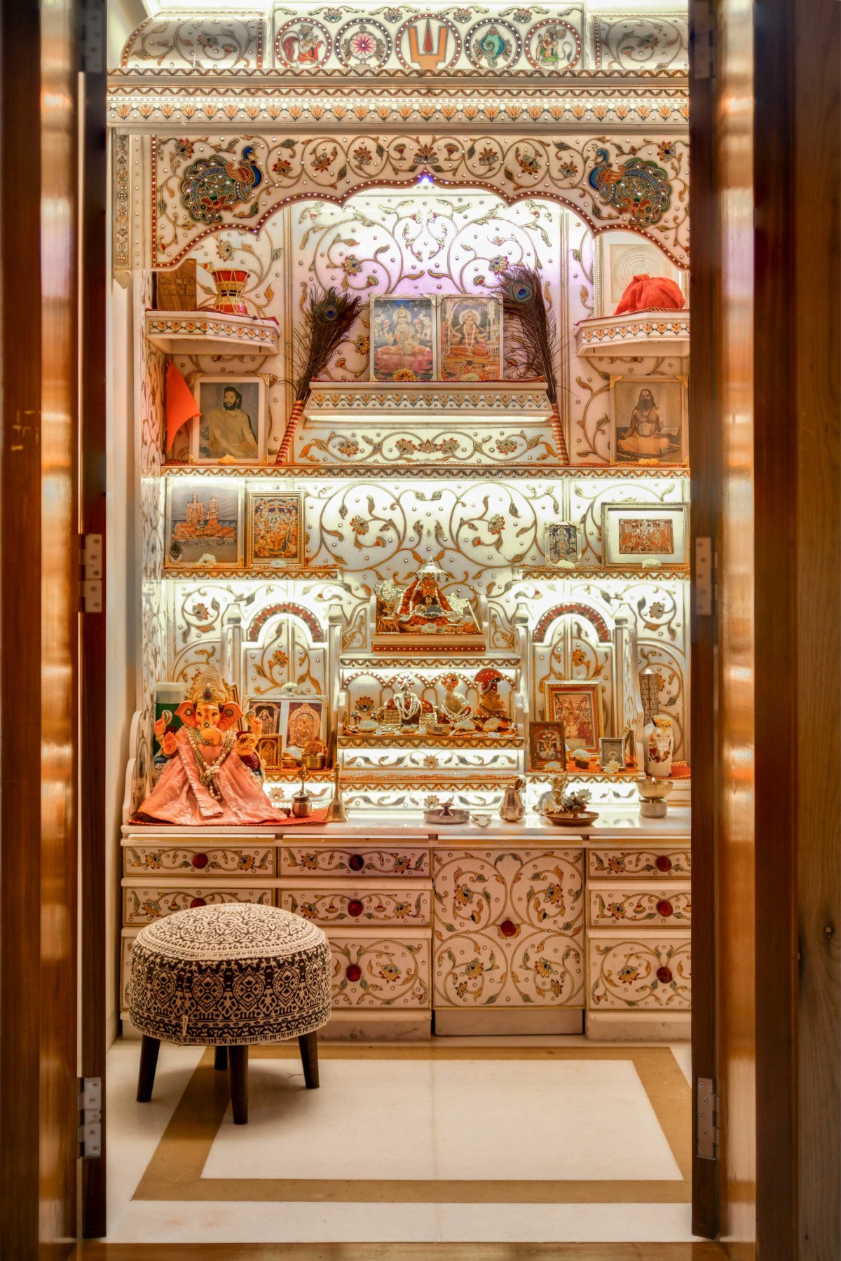Pooja room (Mandir) of Gagger’s Residence by Curated Spaces Studio & Kaksh Architects
