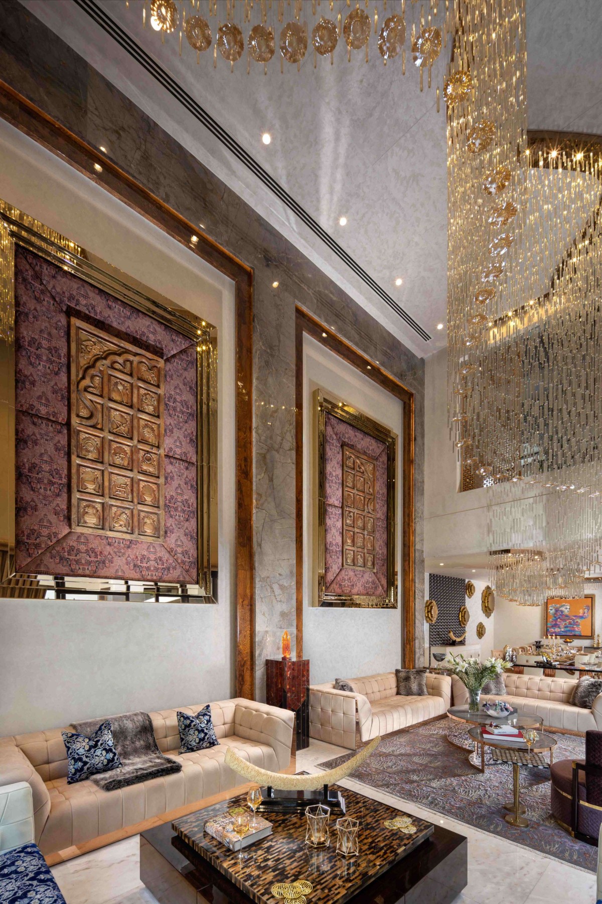 Living room of Chattarpur Villa by Design Deconstruct