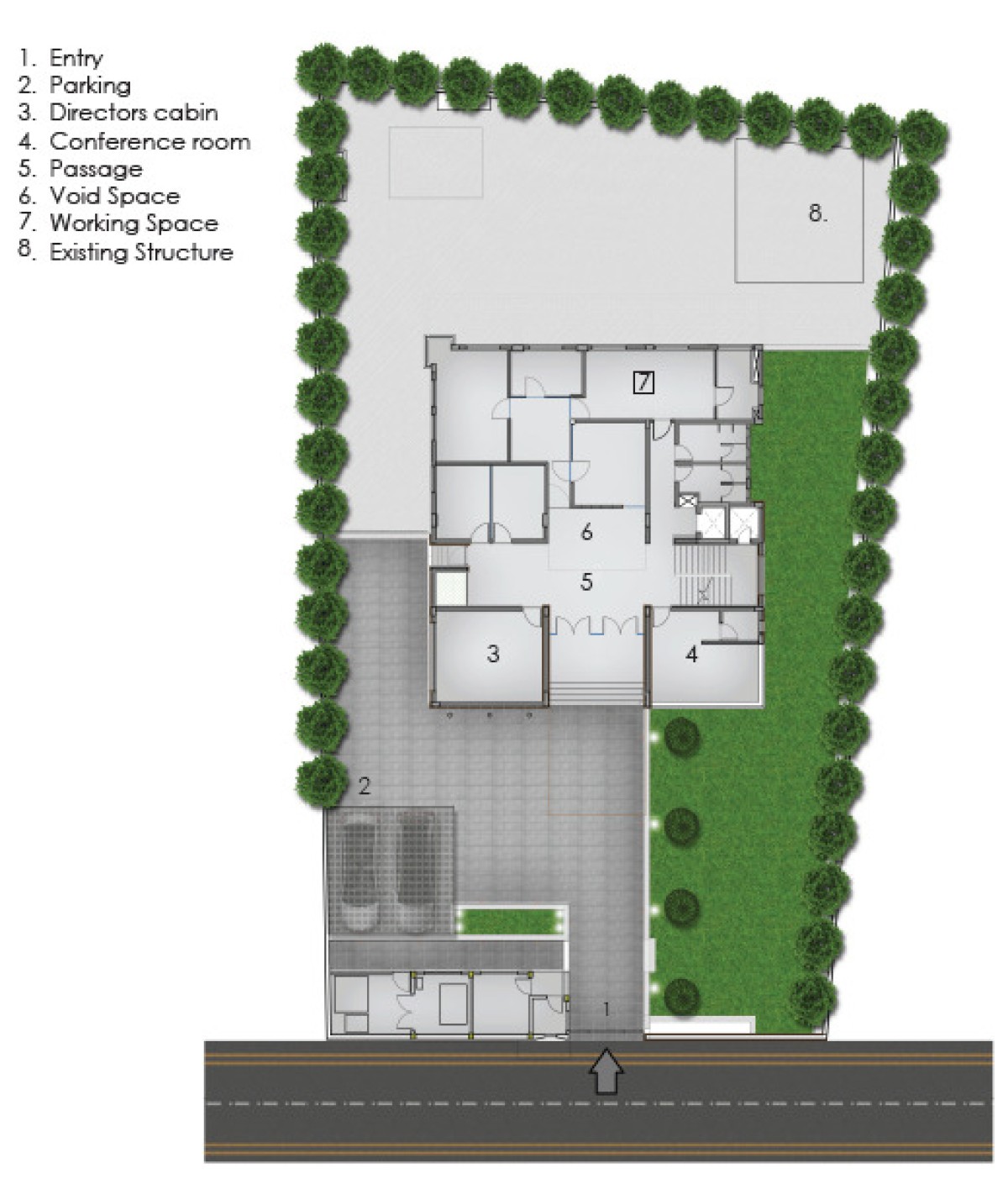 Site plan of The Building on a street, RBL Udaipur by Studio Design Inc