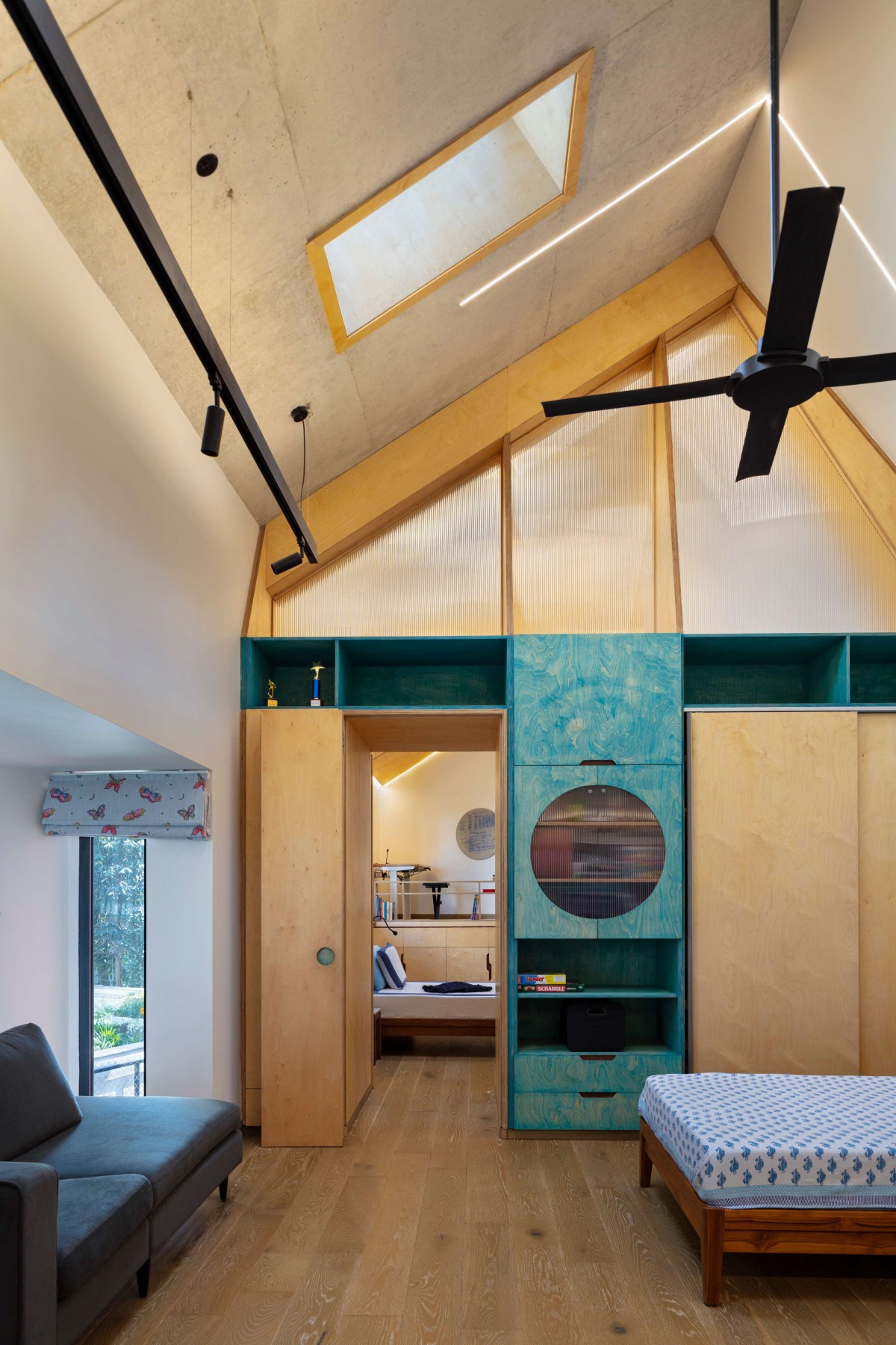 Bedroom of Chromatic House by Anagram Architects