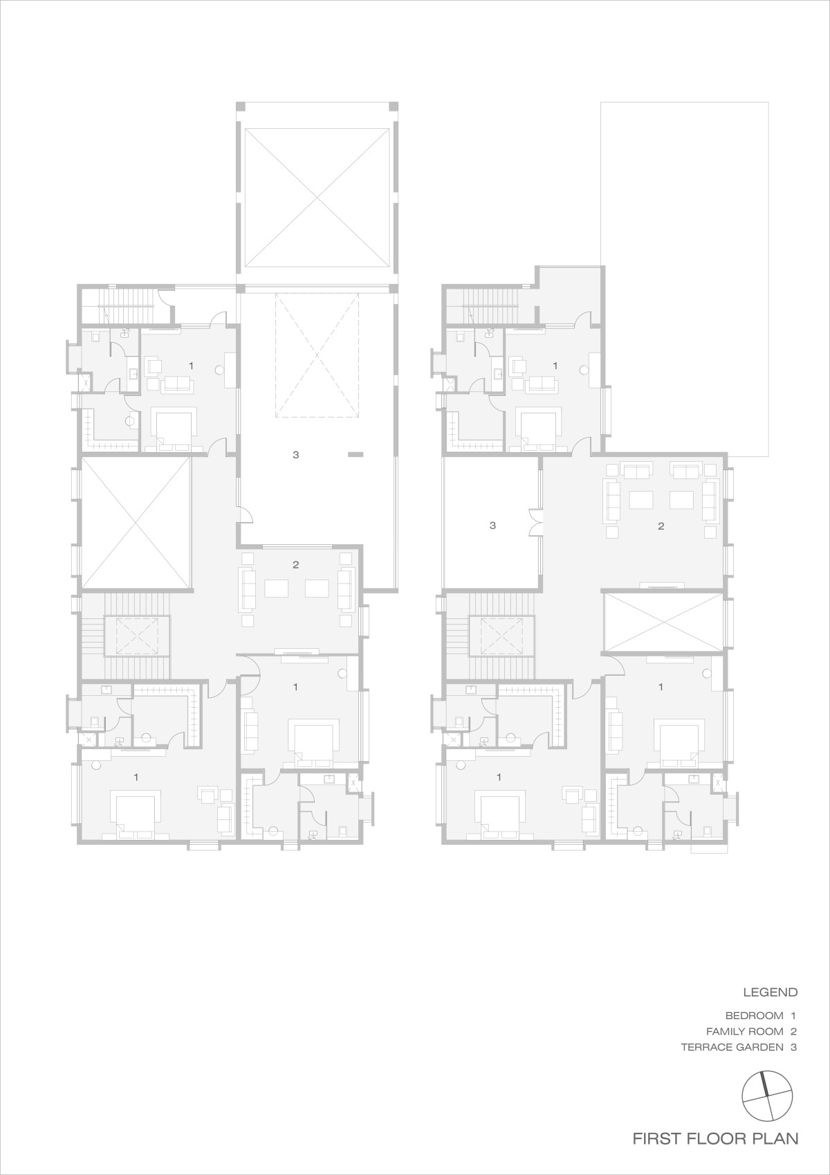 First floor plan of Manjodaya House by Ecumene Habitat Solutions Pvt. Ltd.