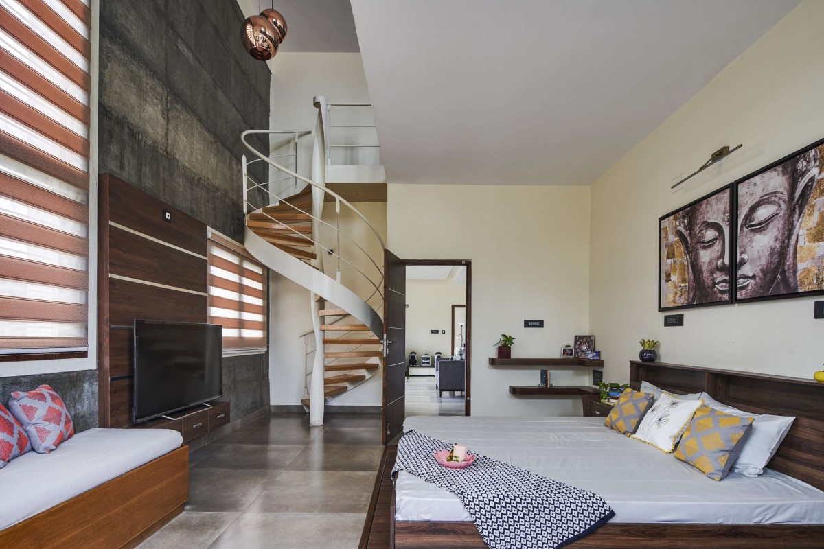 Master Bedroom of Linear House by Int-Hab Architecture + Design Studio
