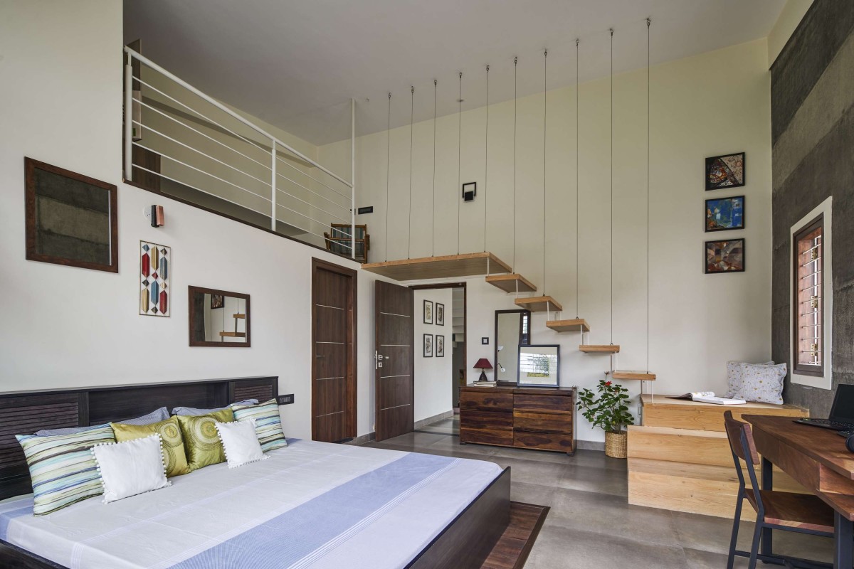 Bedroom of Linear House by Int-Hab Architecture + Design Studio