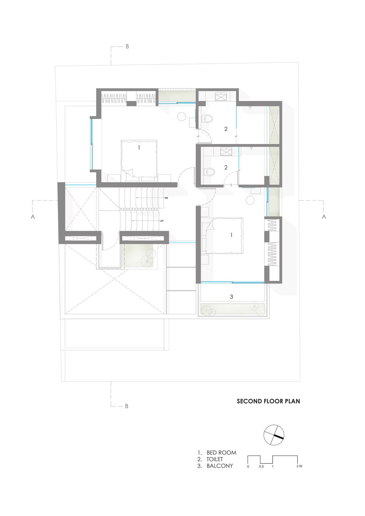 Second floor plan of The White Bleached House by Neogenesis+Studi0261