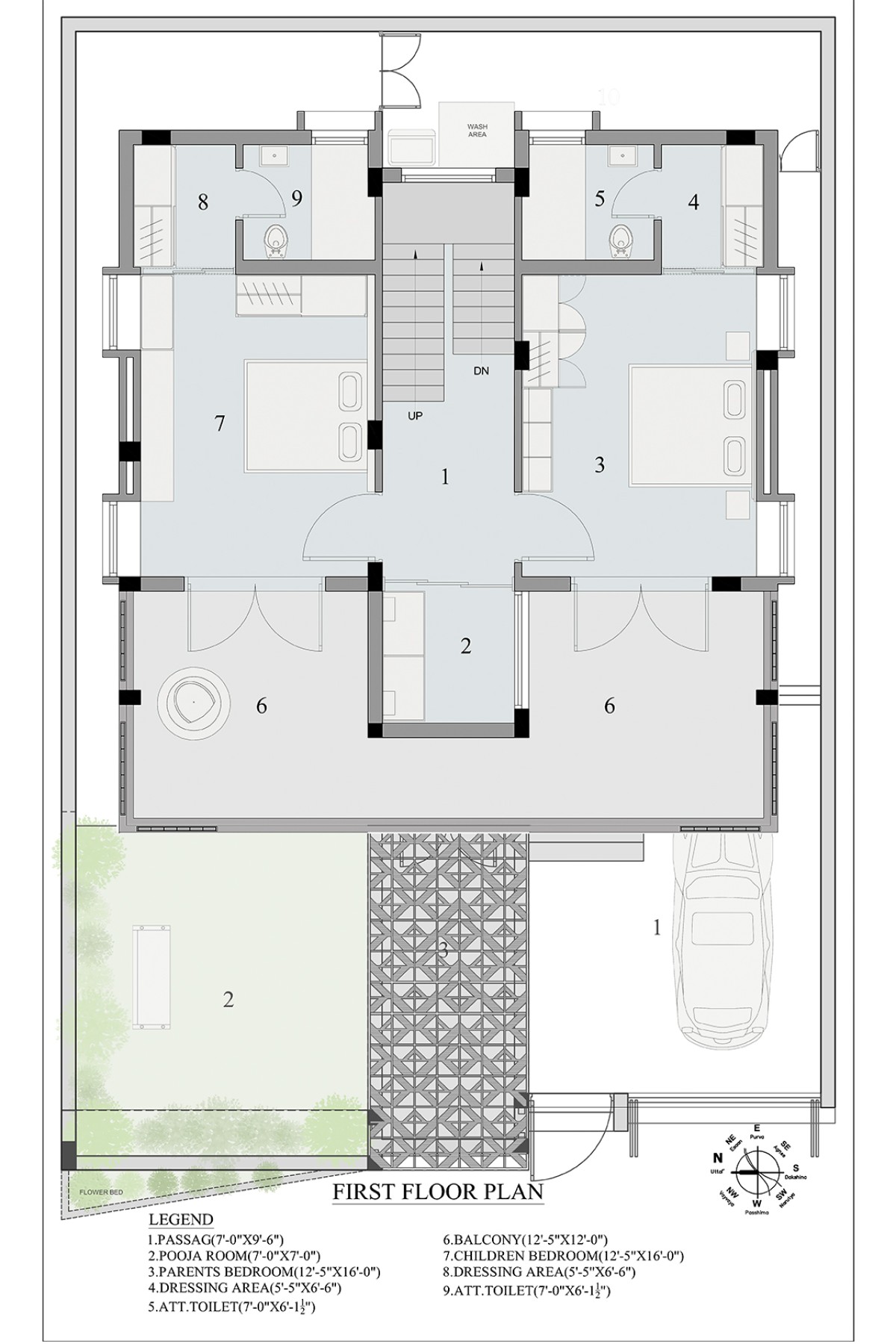 First floor plan of Terracotta Screen House by Zzarna Sstudio