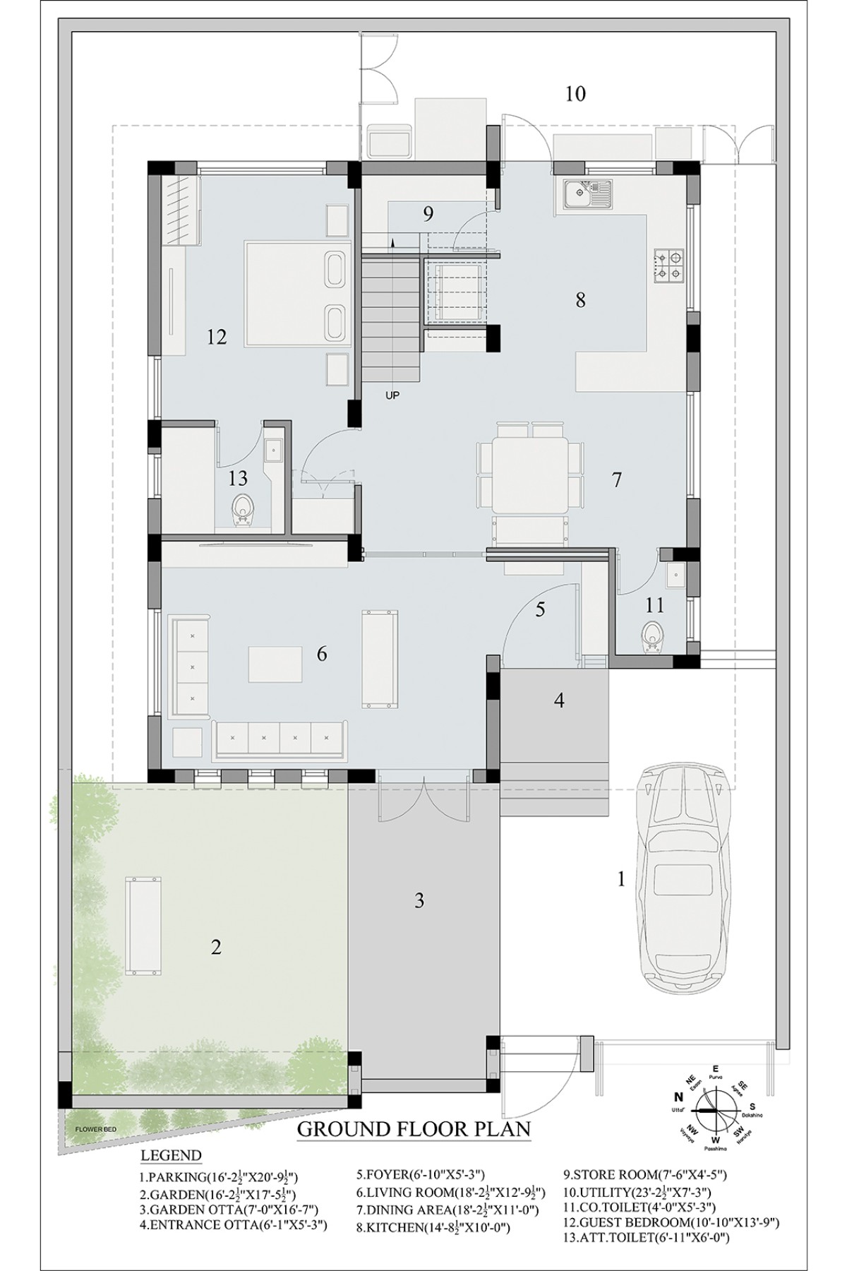 Ground floor plan of Terracotta Screen House by Zzarna Sstudio