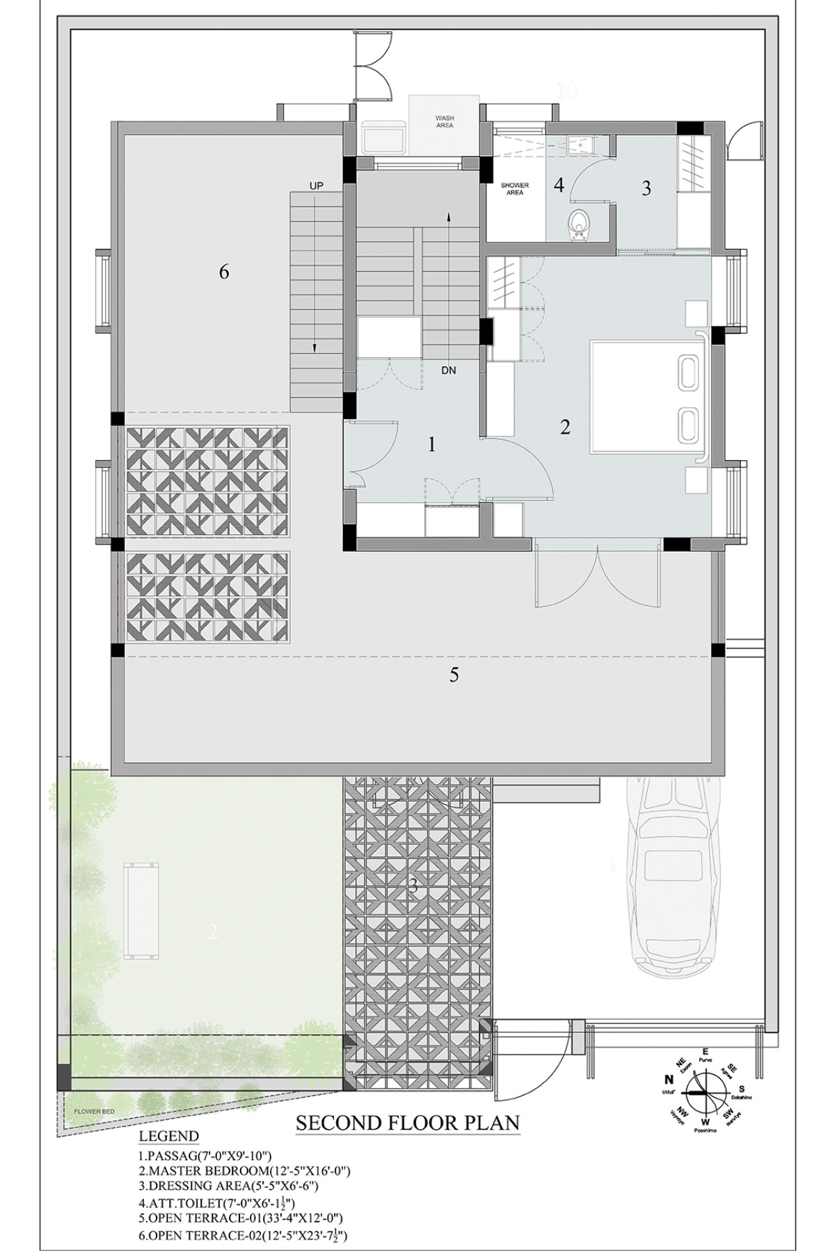Second floor plan of Terracotta Screen House by Zzarna Sstudio