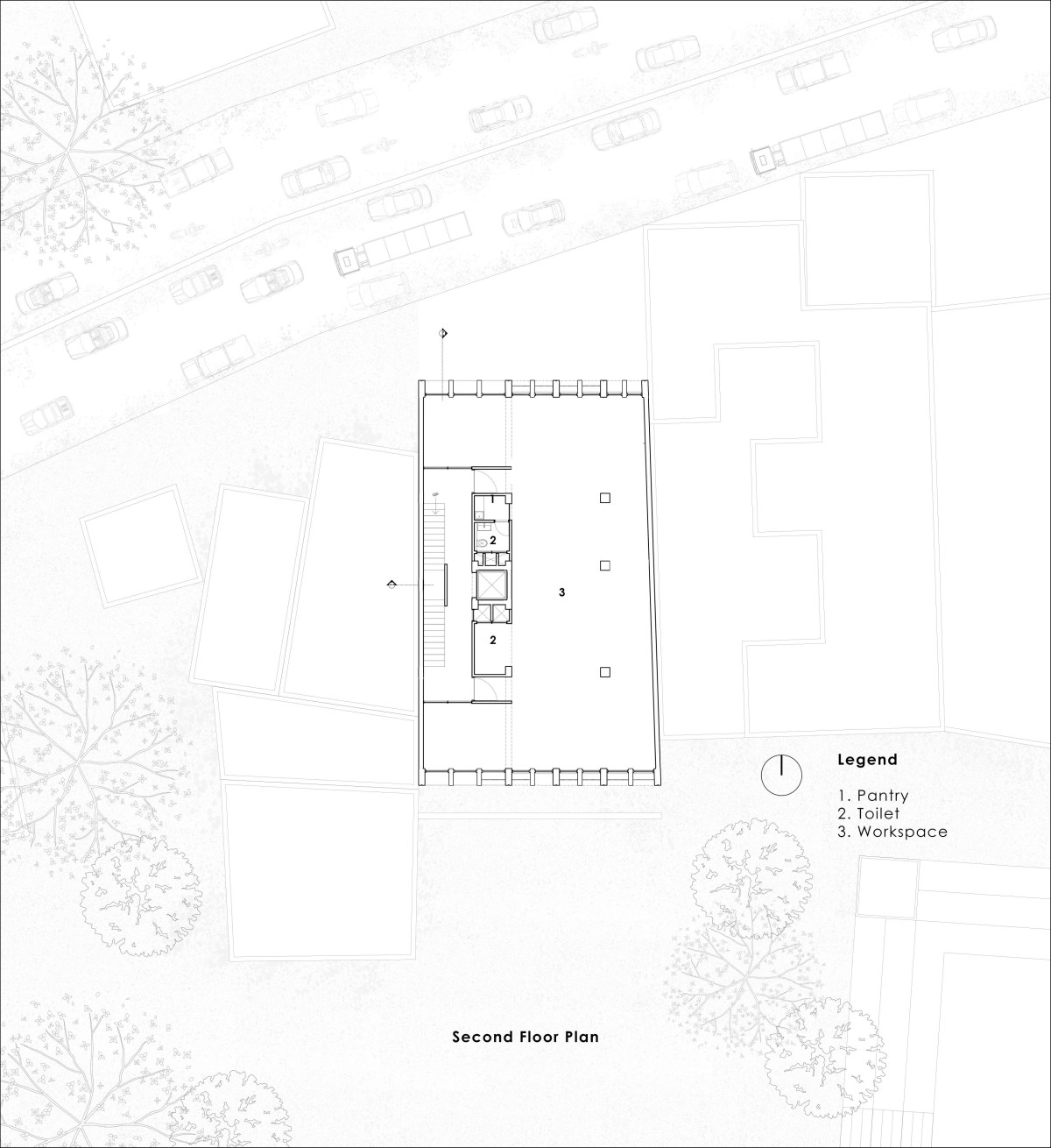 Second floor plan of Veiled Building by KUN Studio