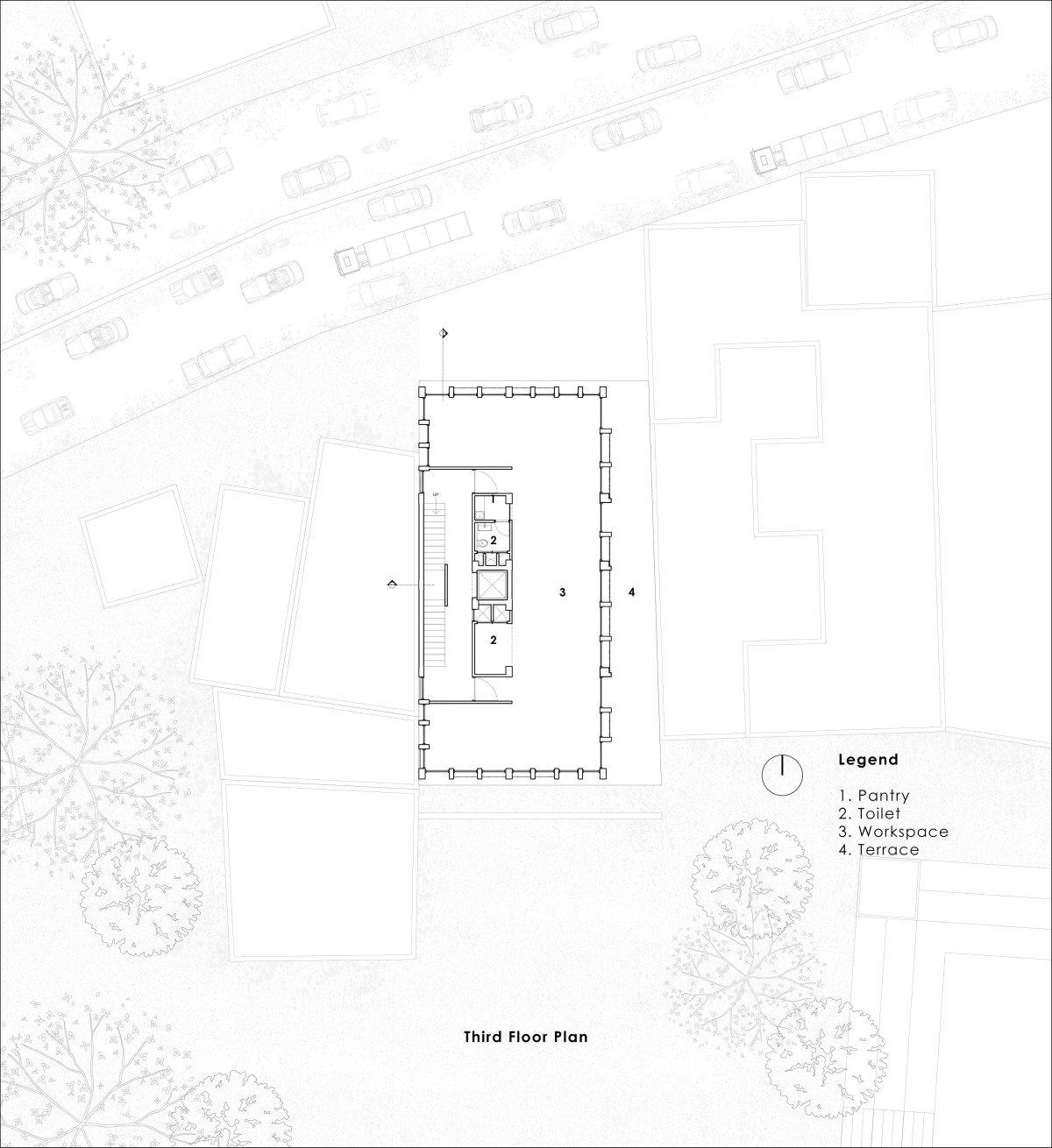 Third floor plan of Veiled Building by KUN Studio