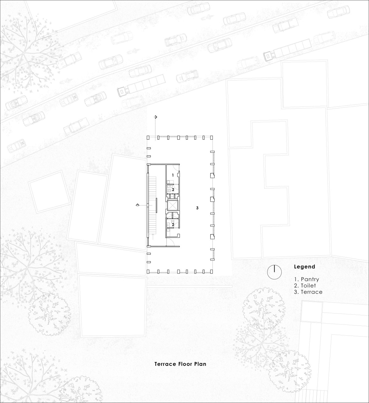 Terrace floor plan of Veiled Building by KUN Studio