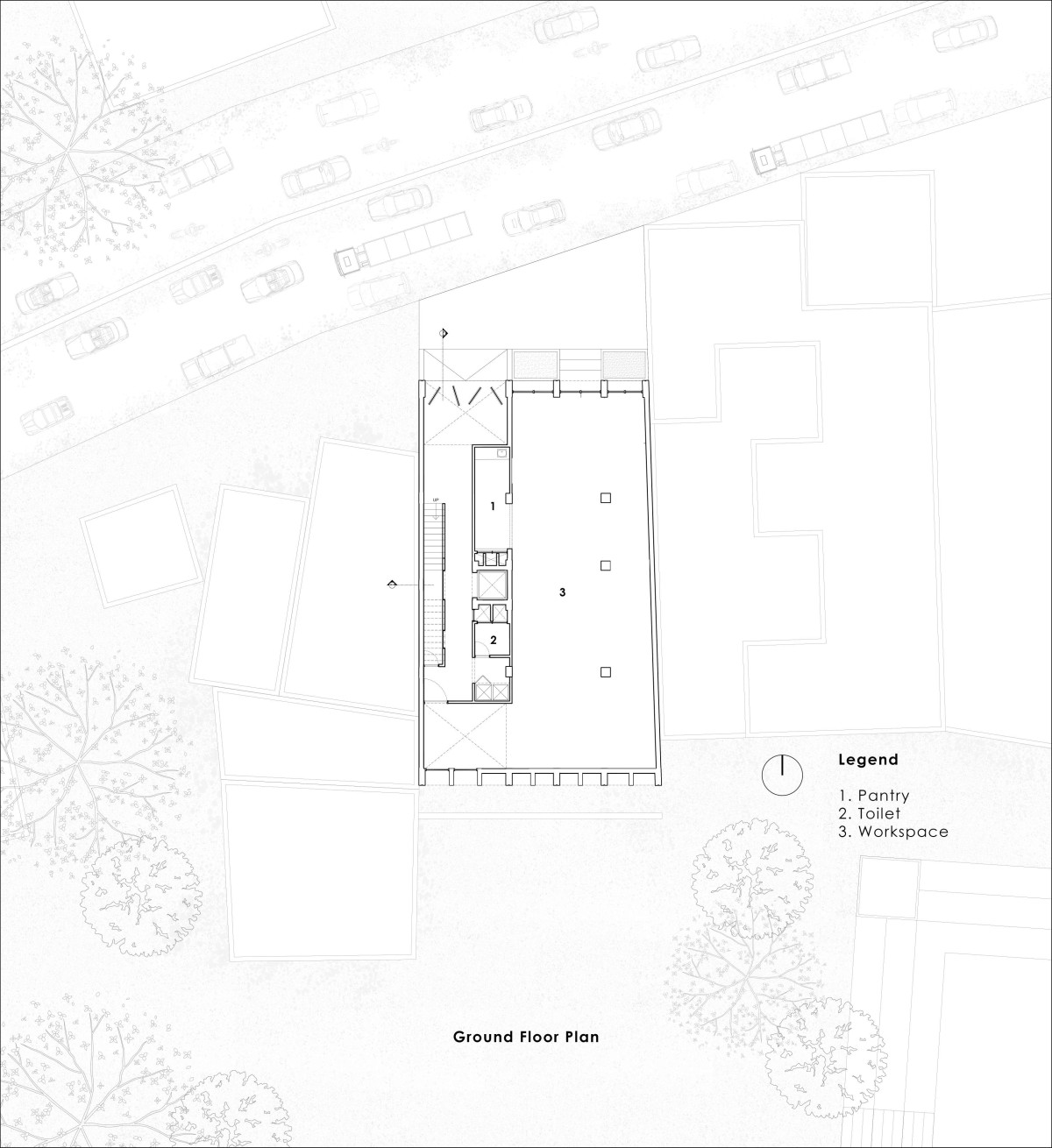 Ground floor plan of Veiled Building by KUN Studio
