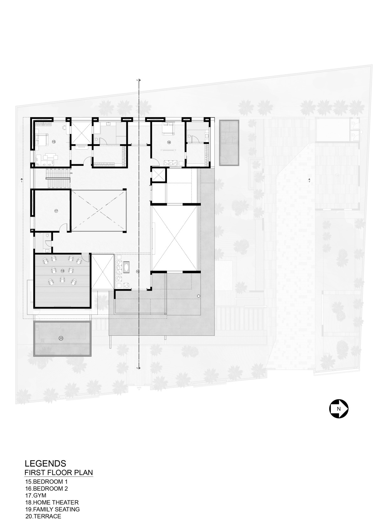 First floor plan of The N-Cube Villa by Cubism Architects & Interiors