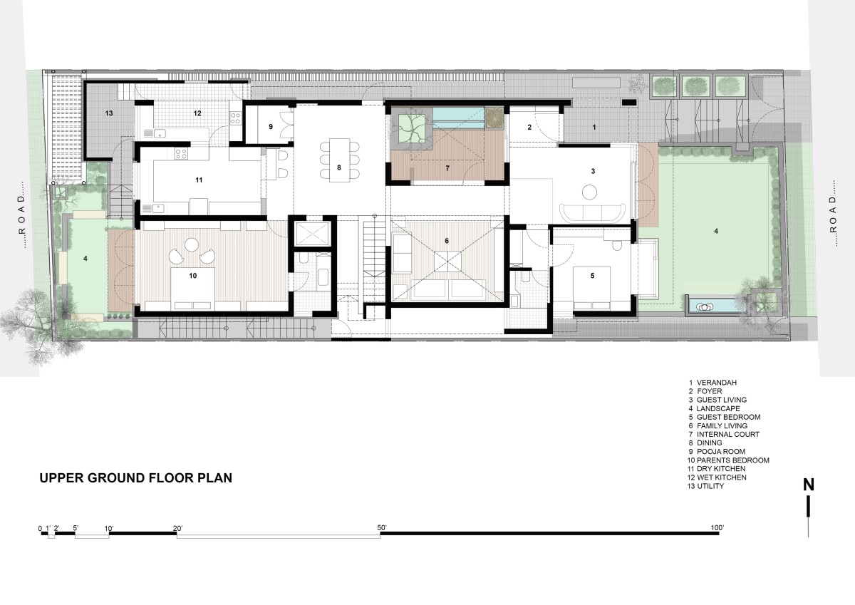 Upper Ground floor plan of A Home By The Park by 4site Architects