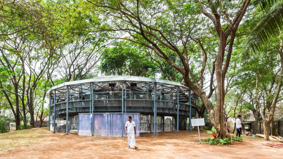 Exterior view of KOODAARAM The Kochi-Muziris Biennale 2018-19 Pavilion by Anagram Architects