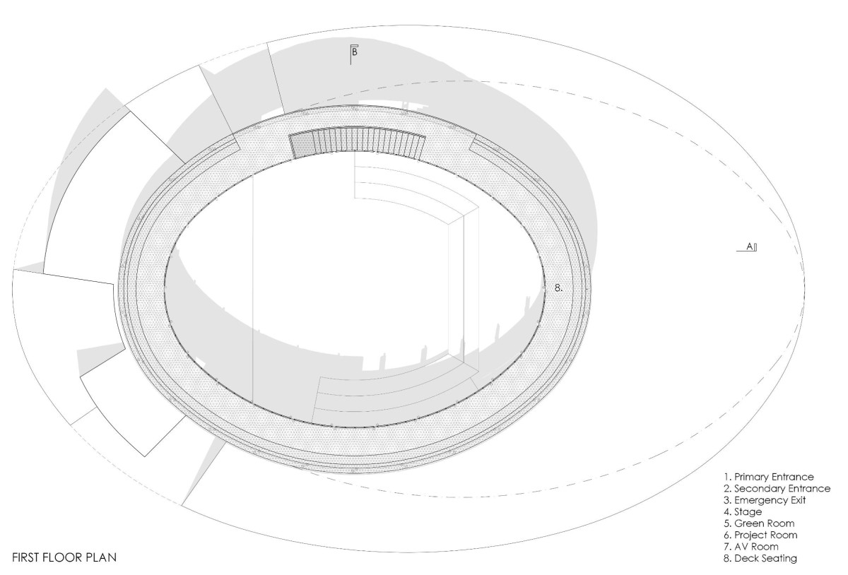 First Floor Plan of KOODAARAM The Kochi-Muziris Biennale 2018-19 Pavilion by Anagram Architects