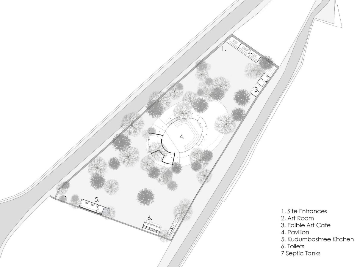 Site Plan of KOODAARAM The Kochi-Muziris Biennale 2018-19 Pavilion by Anagram Architects