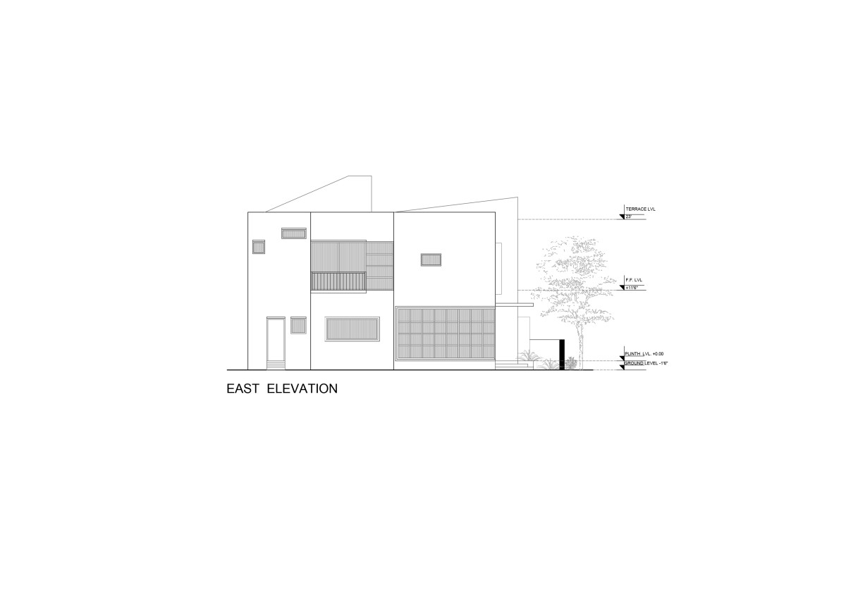 East Elevation of The Courtyard House by Atelier Varun Goyal