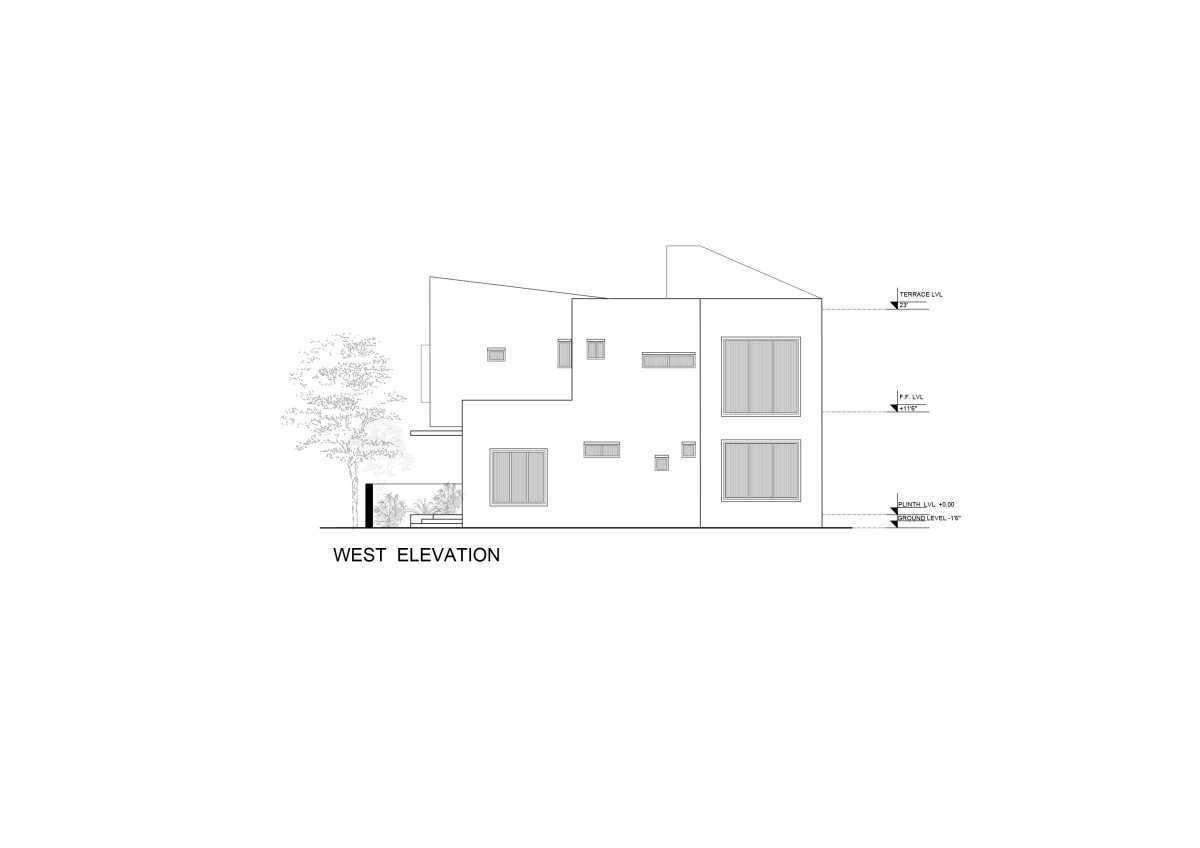 West elevation of The Courtyard House by Atelier Varun Goyal