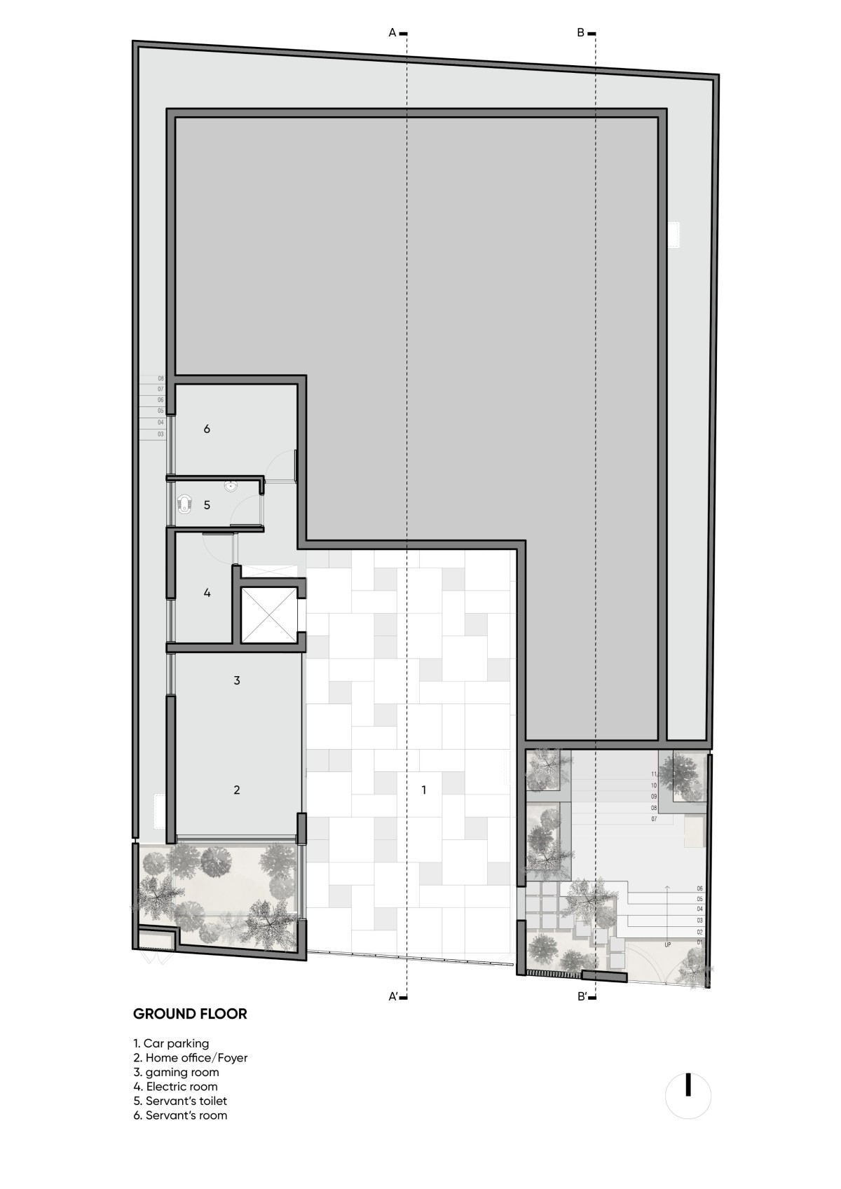Ground floor plan of Janani House by Collage Architecture Studio