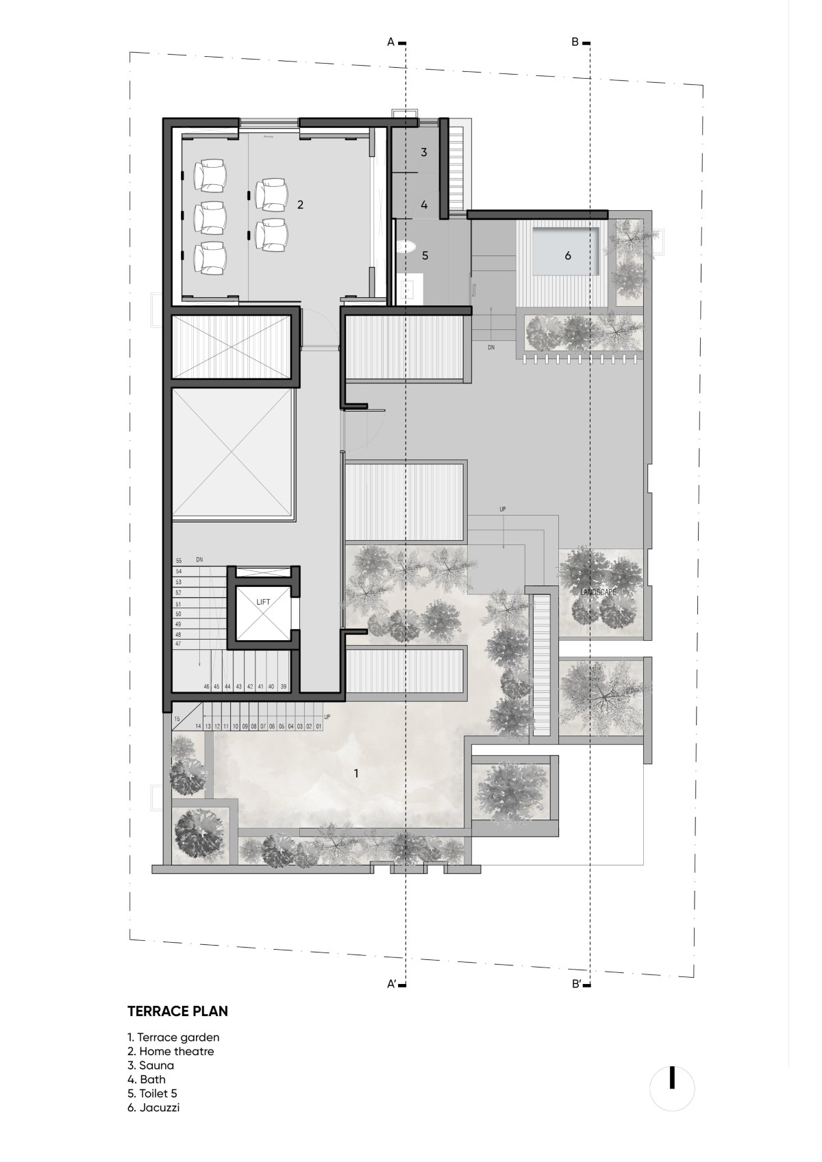 Terrace plan of Janani House by Collage Architecture Studio
