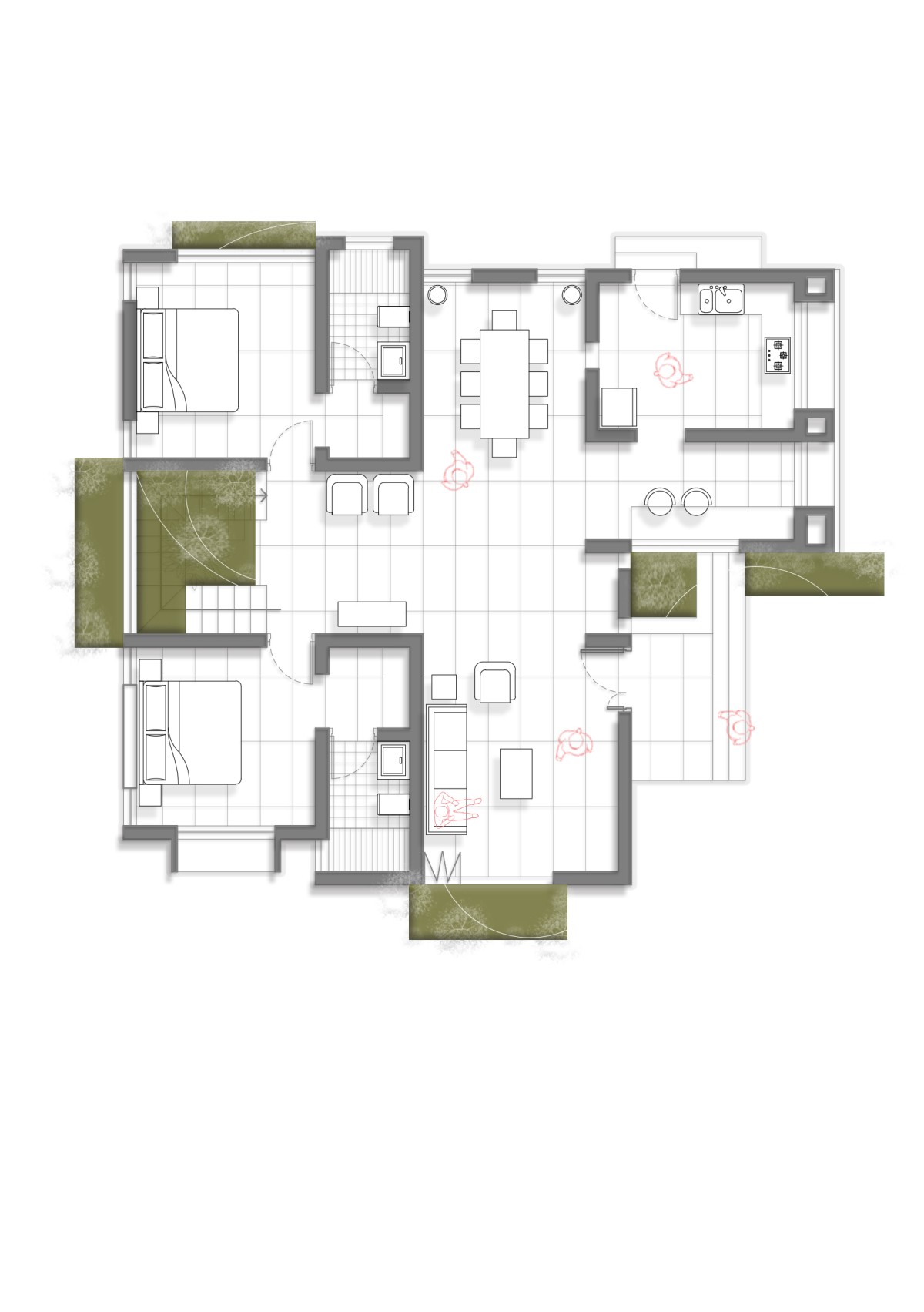 Ground floor plan of Inward House by Archstation Architecture