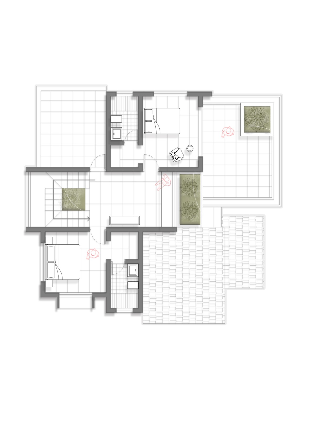 First floor plan of Inward House by Archstation Architecture