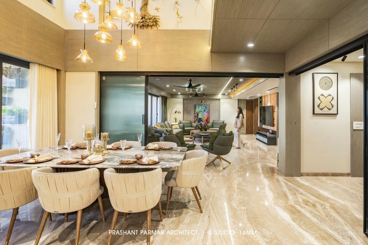 Dining of Ultra-Modern Luxurious Penthouse by Prashant Parmar Architect - Shayona Consultant