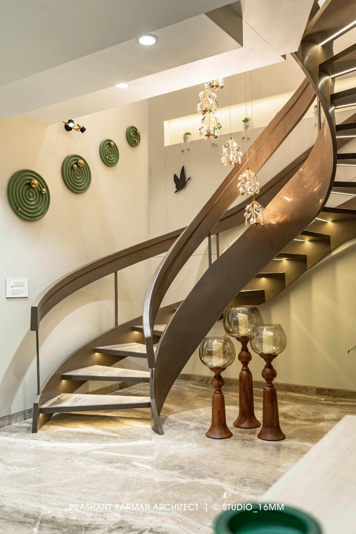 Staircase of Ultra-Modern Luxurious Penthouse by Prashant Parmar Architect - Shayona Consultant
