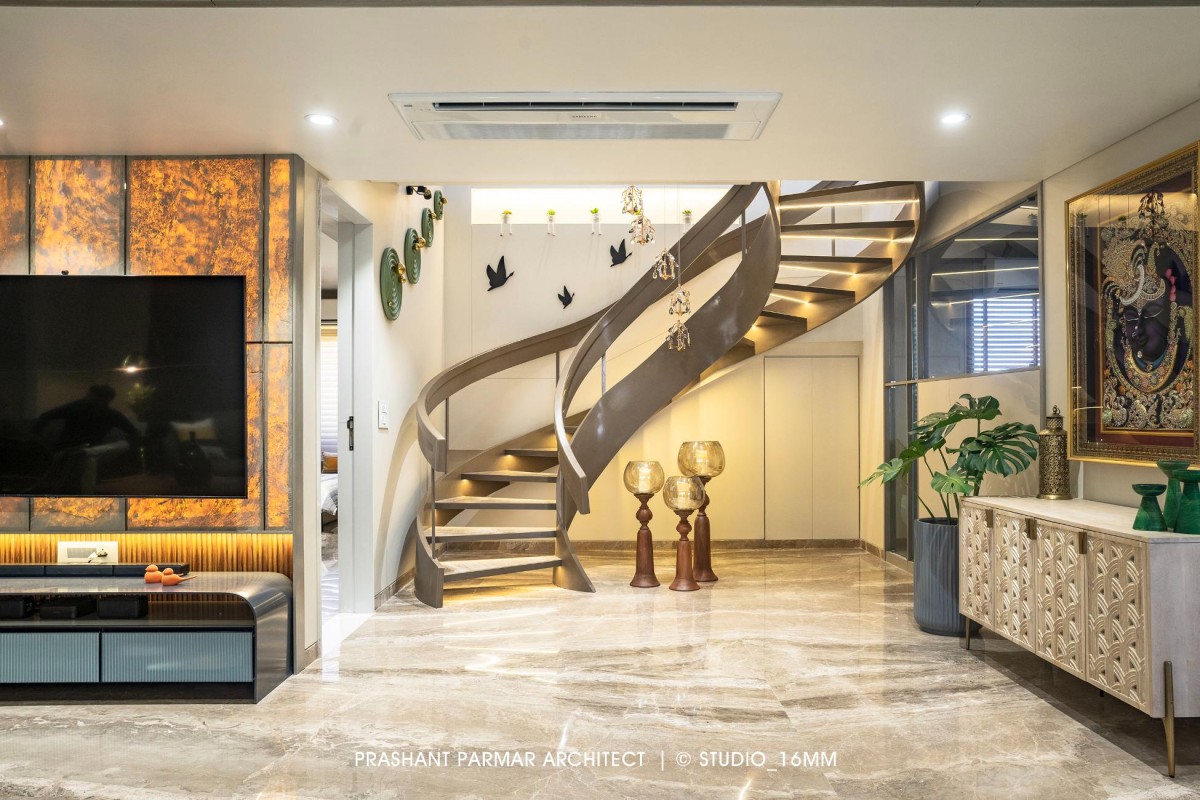 Staircase of Ultra-Modern Luxurious Penthouse by Prashant Parmar Architect - Shayona Consultant