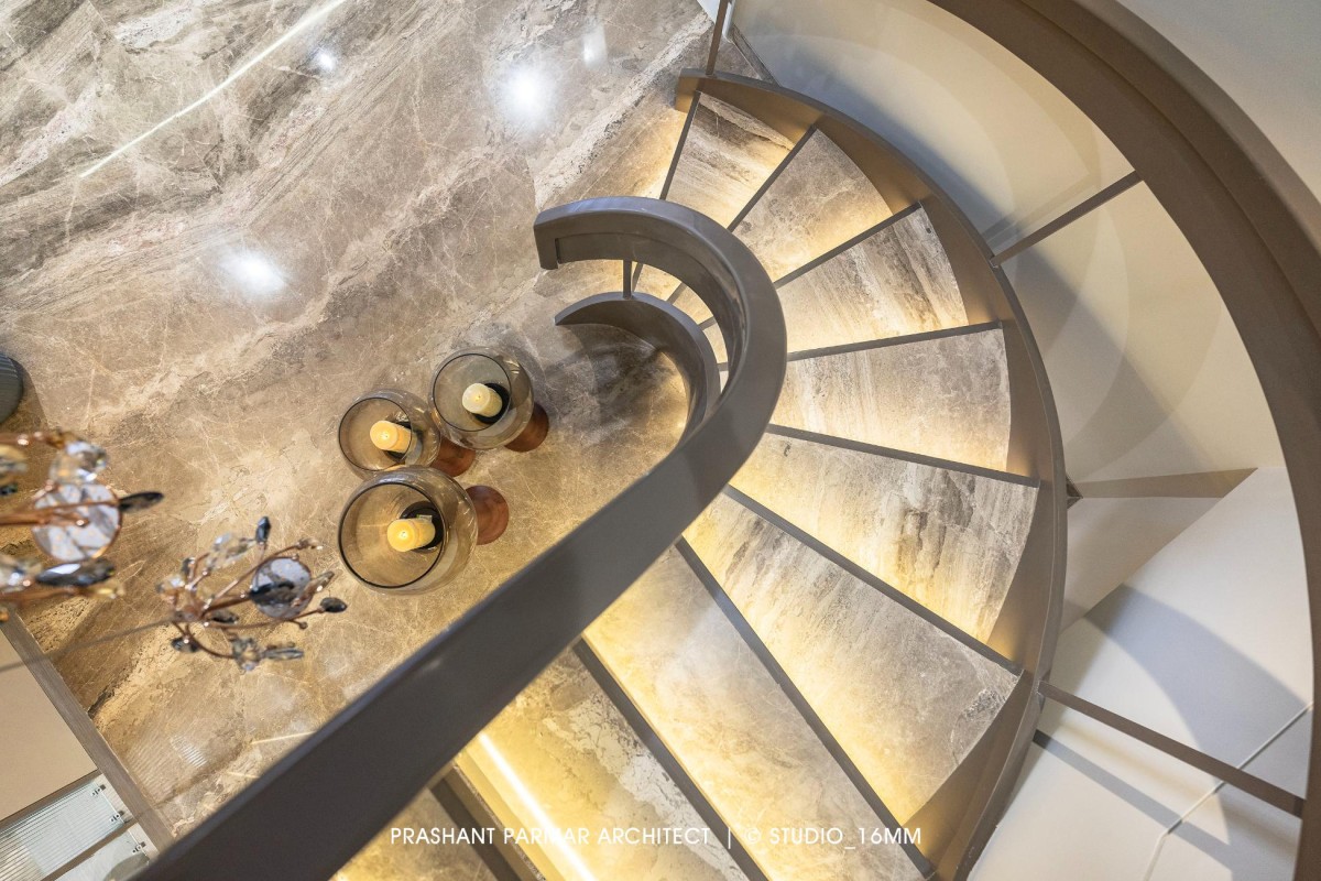 Staircase of Ultra-Modern Luxurious Penthouse by Prashant Parmar Architect - Shayona Consultant