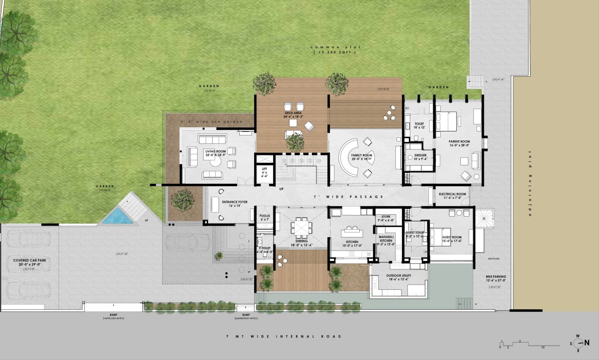 Ground floor plan of Ankit Shah Residence by Dipen Gada & Associates