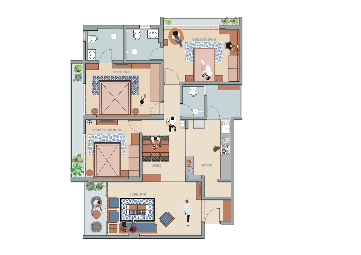 Layout of The Fluting House by UA Lab (Urban Architectural Collaborative) & The Design Story