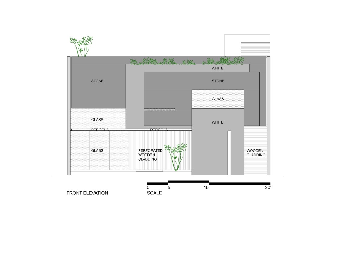 Front Elevation Plan of Residence 145 by Charged Voids