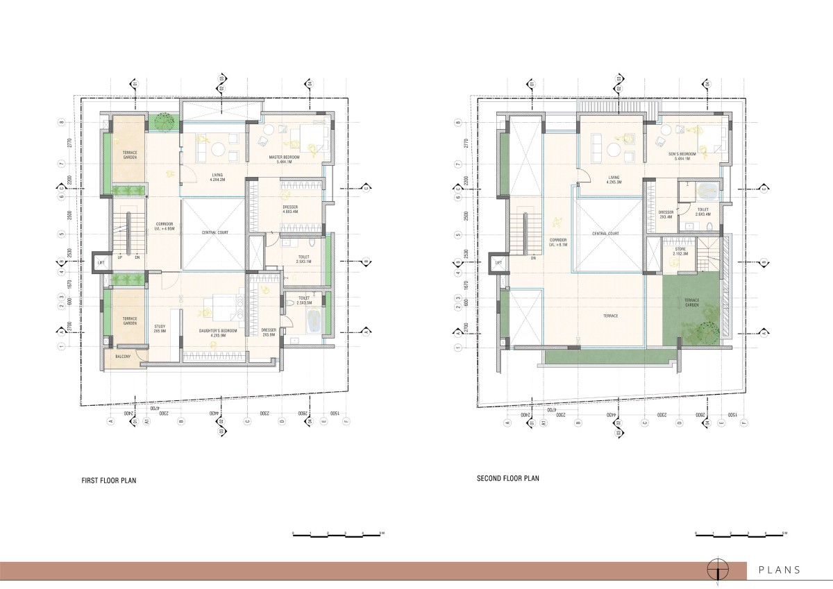 Plans - First & Second Floor of House Geode by Collage Architecture Studio