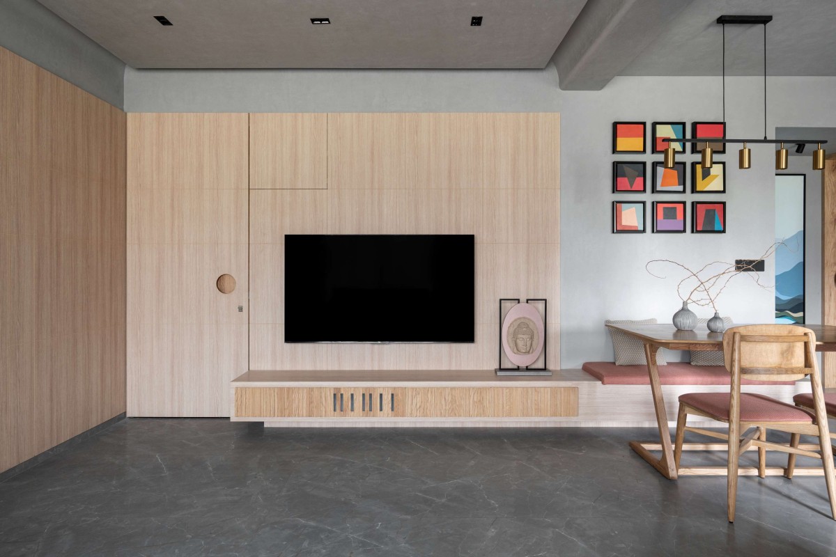 TV Unit of Santvan Sample House by aplus Design