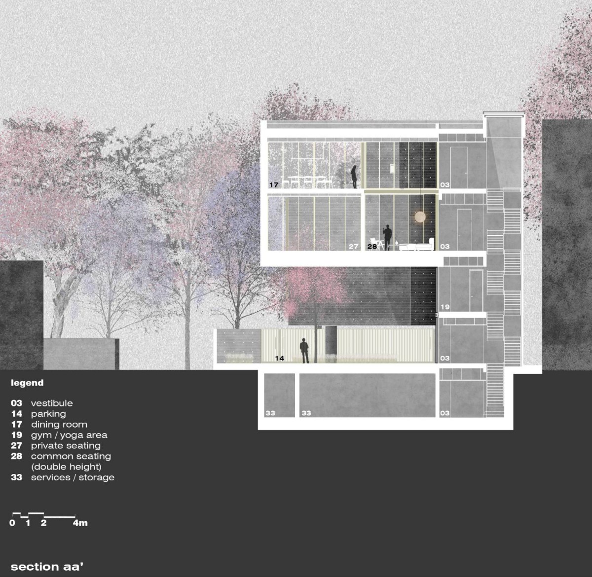 Section of The Three Mashrabiyas House by Matra Architects and Rurban Planners
