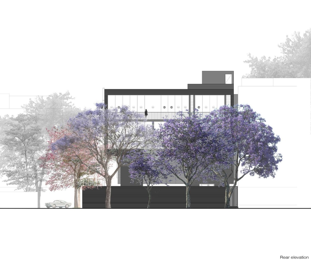 Rear Elevation of The Three Mashrabiyas House by Matra Architects and Rurban Planners