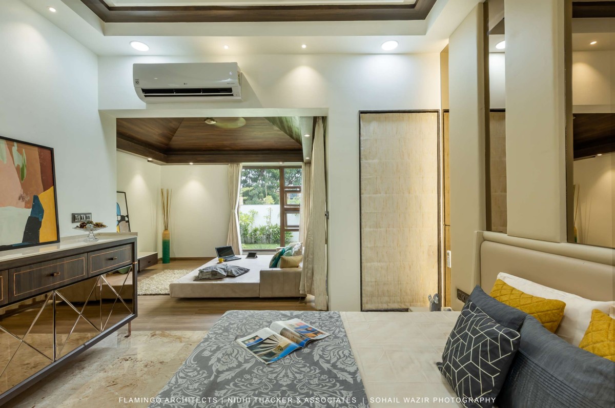 Master Bedroom of Pujara House by Flamingo Architects + Nidhi Thacker and Associates