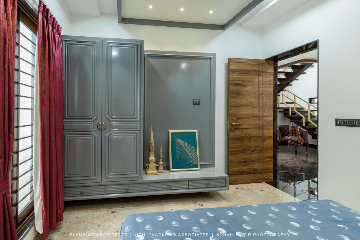 Guest Bedroom of Pujara House by Flamingo Architects + Nidhi Thacker and Associates