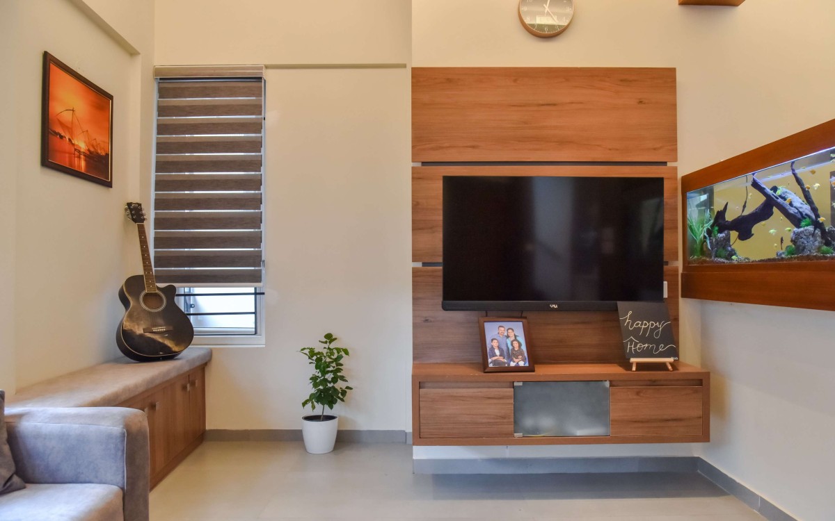 TV Unit of The N’Arrow House by Designloom Architects
