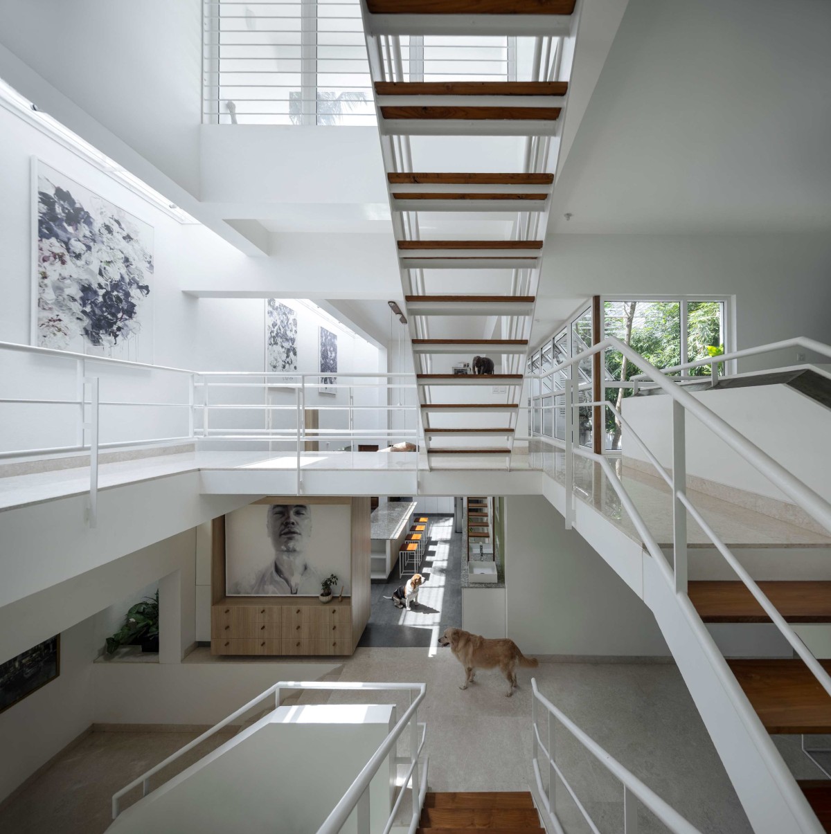 View from Staircase of Veiled House by Gaurav Roy Choudhury Architects