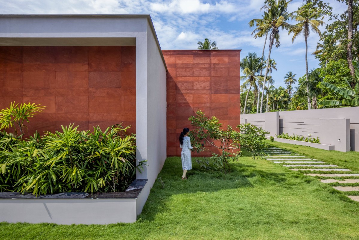 Exterior of Red Wall Residence by i2a Architects Studio
