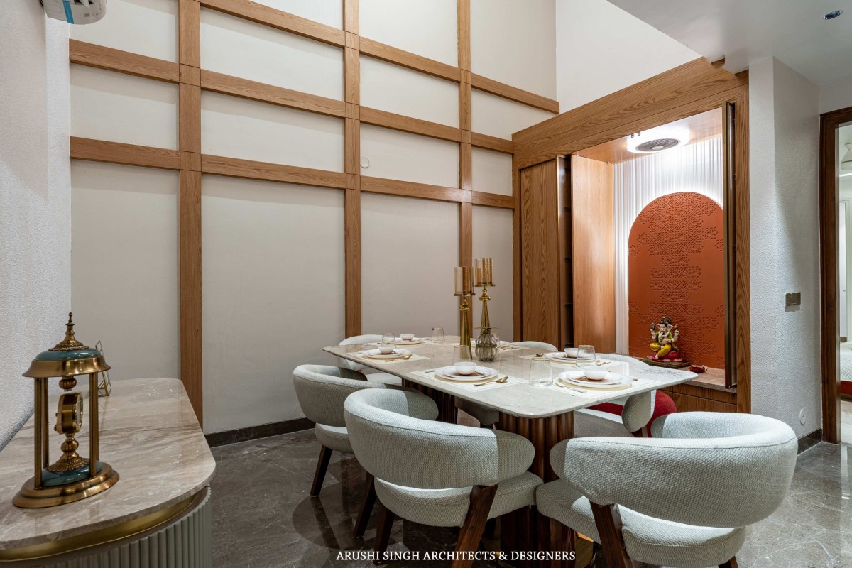 Dining of The Narayan House by Arushi Singh Architects & Designers