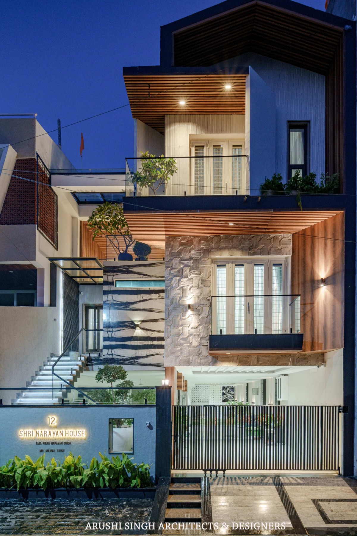 Exterior view of The Narayan House by Arushi Singh Architects & Designers