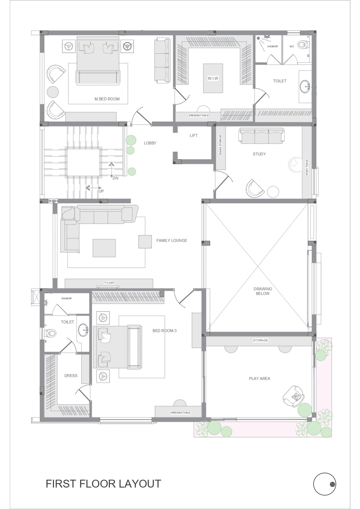 First floor plan of Ekta Villa by Beyond Spaces Design Studio